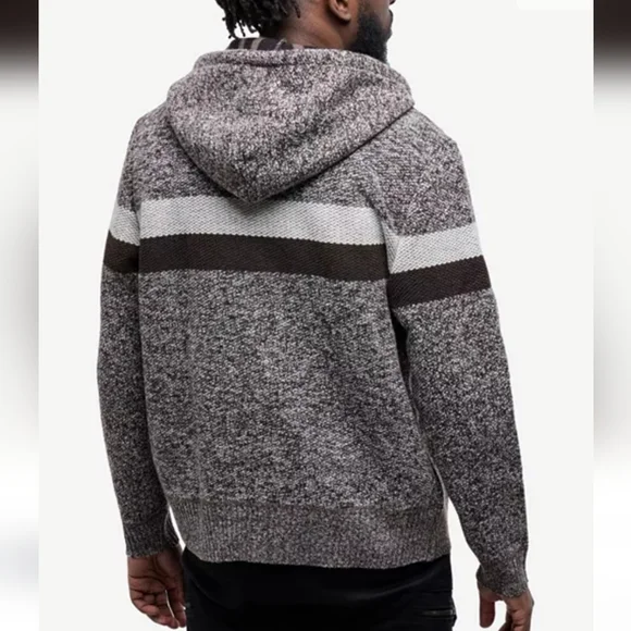 Men's Brown and Cream Striped Sweater